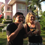 Norman and Amy enjoying cheese and wine at the French Consulate in Cebu
